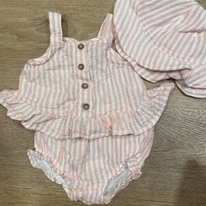 Pink and White Striped Baby Set